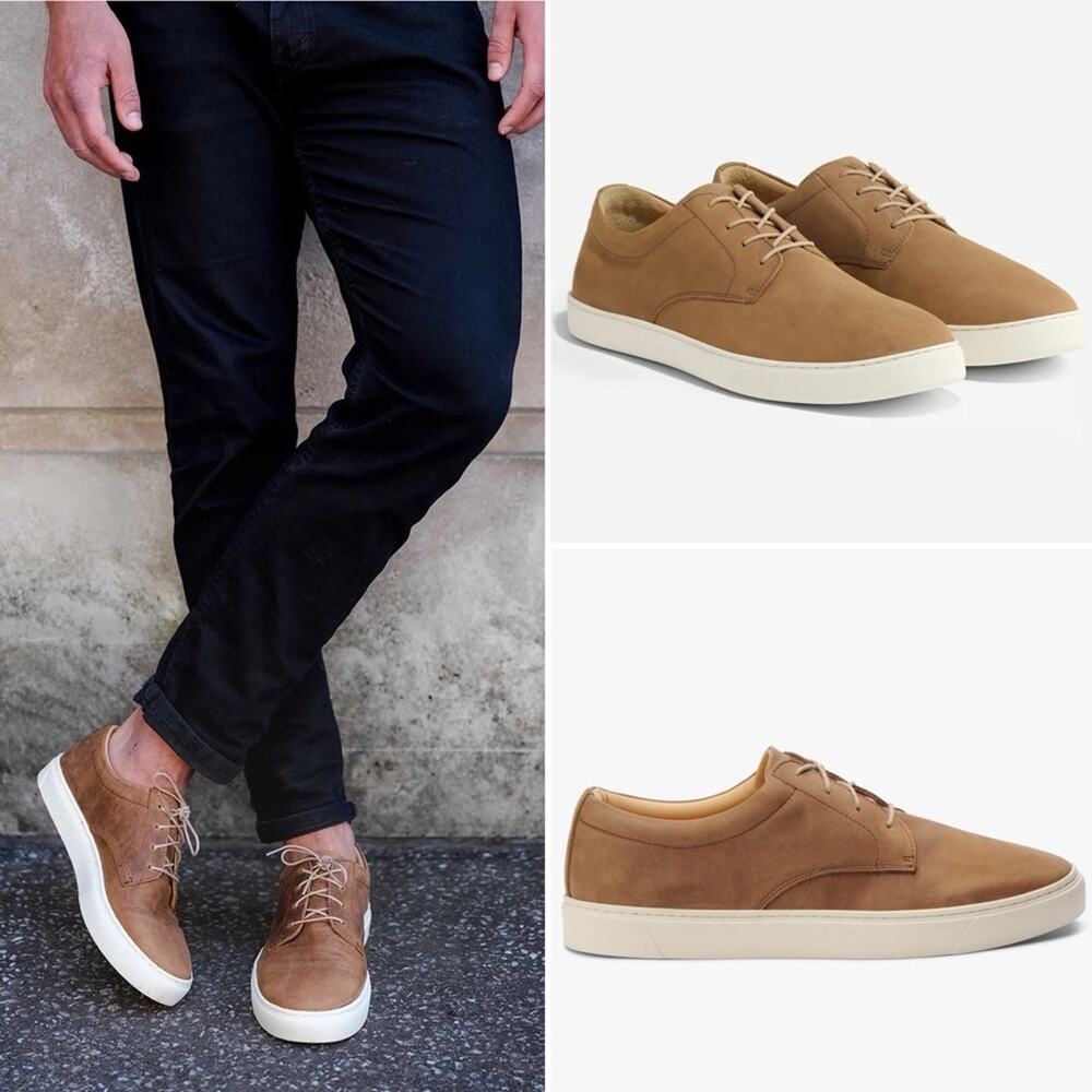 Nisolo Diego Everyday Sneaker Men’s Size 8 Tobacco Leather Shoe New in Box